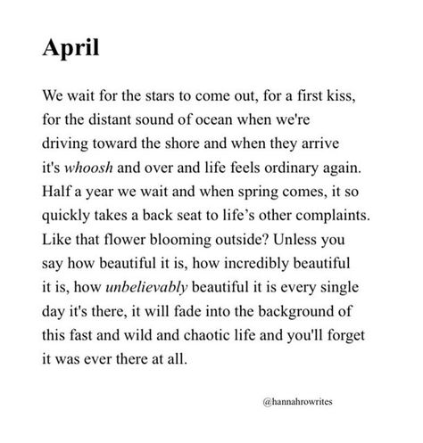 HannahRoWrites on Instagram: "Really talking to myself here. #hannahrowrites #poetryfridays #poetry #poems #poetrydaily #amwriting #love #april #spring #gratitude #flowers" April Poems Quotes, Spring Poems Poetry, April Poem, Poems About Spring, Quotes For Spring, April Poems, April Poetry, Spring Poetry, April Aesthetic