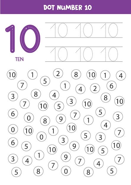 Find and dot number ten. learning number... | Premium Vector #Freepik #vector #math-worksheet #worksheet #math-game #workbook Education Cartoon, Educational Math Games, Homeschool Preschool Activities, Preschool Math Worksheets, Math Games For Kids, Preschool Writing, Alphabet Activities Preschool, Numbers Preschool, Math Activities Preschool