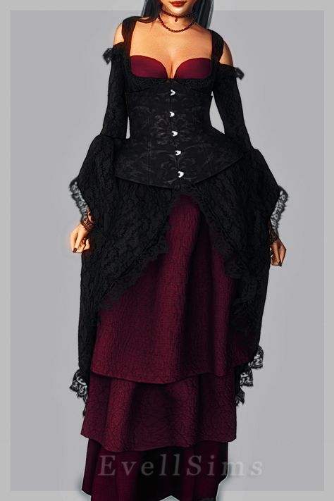 Spirit of Forgetfulness Set 🎃 | Patreon Sims 4 Cc Goth, Sims 4 Seasons, Vampire Dress, Vampire Clothes, Sims 4 Family, Casas The Sims 4, Sims 4 Dresses, Gothic Clothes, Sims Hair