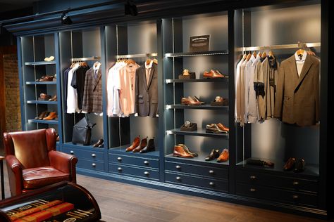 Oliver Sweeney, Henrietta Street, Covent Garden Furniture Store Interior Design, Furniture Store Interior, Plan Garage, Interior Clothing, Clothing Display, Suit Stores, Clothing Store Interior, Clothing Store Design, Store Design Boutique