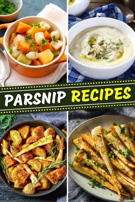 These parsnip recipes are perfect as sides or as the star of the show! Form salad to puree to soup, you can feel good about serving these healthy dishes. Healthy Parsnip Recipes, Honey Roasted Parsnips, Root Vegetable Soup, Parsnip Recipes, Mashed Parsnips, Parsnip Fries, Parsnip Puree, Parsnip Soup, Roasted Parsnips