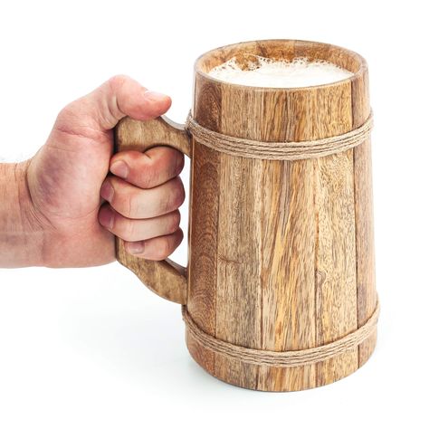 PRICES MAY VARY. 🍻 DRINK FROM A HARDWOOD TANKARD - Every Viking tankard is made from planks of mango wood, an extremely durable timber, & comes sealed with food safe lacquer. The same sealant used on wooden salad bowls and spoons. Plus, with the antique grain of the wood, no two tankards look exactly alike. It's time that you chose a drinking vessel as interesting as you! 🍻 LEAK FREE GUARANTEE - The Norse Tradesman tankard doesn't take the easy way out by simply slipping a metal lining into th Wooden Gifts For Men Handmade, Gifts For Man Beer, Homemade Wooden Gifts For Dad, Viking Shot Glasses, Viking Beer Mug, Medieval Objects, Wooden Mug, Wooden Beer Mug, Wood Mug