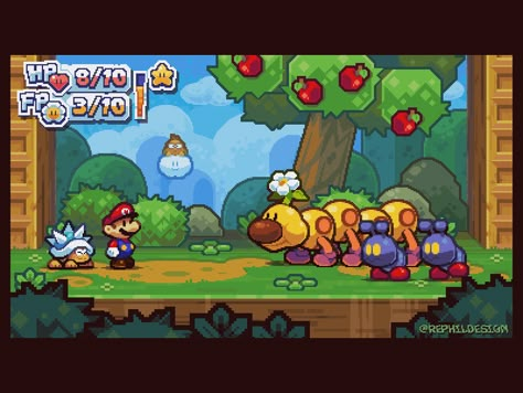 Paper Mario! by Phil Giarrusso on Dribbble Piskel Art, Paper Mario, Super Mario Art, Pixel Art Games, Game Ui Design, Nintendo Art, Mario Art, Pixel Art Design, Game Background