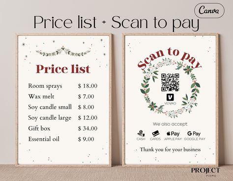 Craft show bundle signs, Small business template, Order form template, Price list, Scan to pay template, Craft fair, Farmers market display Template Price List, Scan To Pay Template, Farmers Market Display, Craft Fair Booth Display, Craft Market Display, Scan To Pay, Business Printables, Craft Fairs Booth, Fair Display