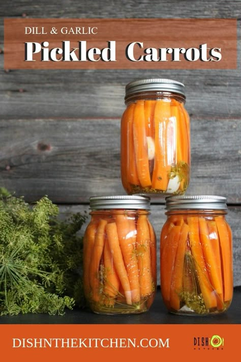 Carrots With Dill, Dill Carrots, Pickled Carrots Recipe, Edible Weeds, Holiday Cheese, Carrots Recipe, Pickled Carrots, Pickled Garlic, Veggie Tales