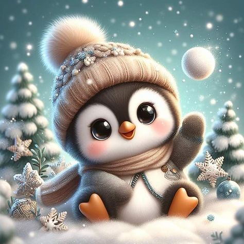 Penguin Wallpaper, Crazy Ideas, Cute Small Animals, Cute Christmas Wallpaper, Cute Animal Clipart, Cute Fantasy Creatures, Cute Cartoon Pictures, Cute Cartoon Animals, Cute Penguins