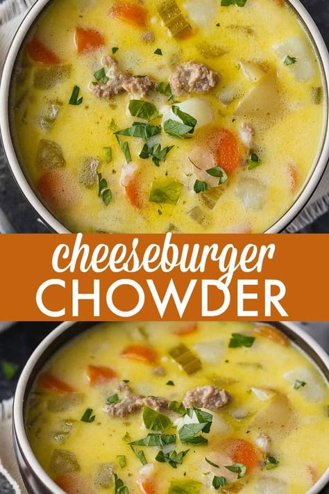 Cheeseburger Chowder Soup, Cheeseburger Soup Recipe, Ground Beef Potatoes, Creamy Soups, Stews Recipes, Beef Potatoes, Cheese Burger Soup Recipes, Chowder Soup, Savory Meals