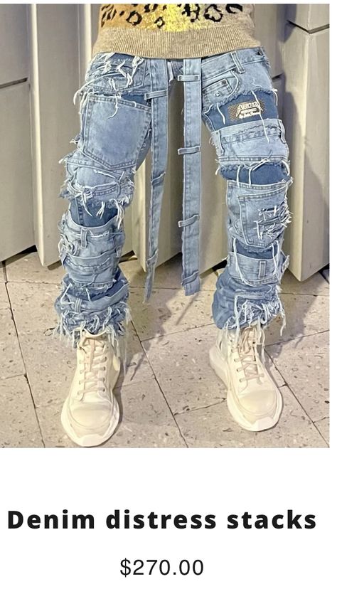 Men Custom Jeans, Punk Fashion Diy, Stacked Jeans, Denim Diy Clothes, Custom Jean, Denim Streetwear, Diy Clothes And Shoes, Black Men Fashion Swag, Denim Handbags