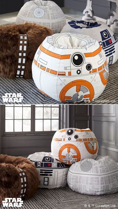 If you are looking for modern Star Wars furniture, the Chewbacca bean bag chair is a good choice. It is available complete with filling for $279, or you can buy only the slipcover for $169 at PBteen. Star Wars Bean Bag, Modern Star Wars, Star Wars Zimmer, Star Wars Baby Room, Star Wars Kids Room, Star Wars Furniture, Star Wars Boys Room, Star Wars Themed Bedroom, Star Wars Room Decor