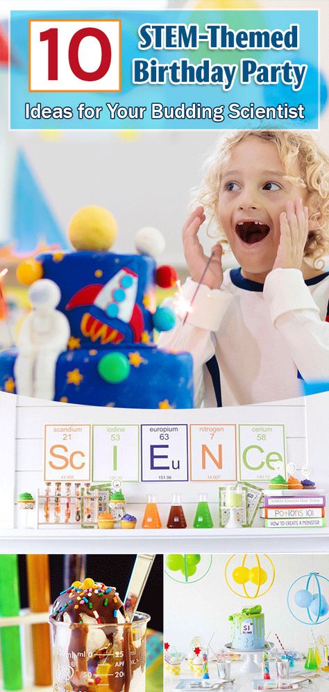 Stem Party Ideas, Engineering Birthday Party Ideas, Science Themed Birthday Party Decorations, Science Party Decor, Stem Birthday Party Ideas, Science Themed Party, Science Birthday Party Ideas, Science Birthday Party, Stem Classes