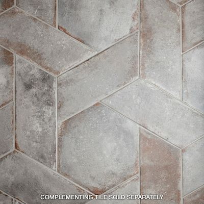 Affinity Tile D'Anticatto Hex Grigio 11-in x 13-in Satin Porcelain Floor and Wall Tile (11.25-sq. ft/ Carton) in the Tile department at Lowes.com Porcelain Hexagon Tile, Affinity Tile, Hexagon Floor, Industrial Style Bathroom, Hexagon Tile, Merola Tile, Porcelain Floor, Tiles Design, Bathroom Floor Tiles