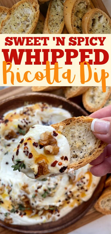 Sweet 'n Spicy Whipped Ricotta Dip - Slice of Jess Whipped Honey Jalapeño Ricotta Dip, Ricotta Dipping Sauce, Ricotta Cheese Dip Appetizers, Fig Dip, Ricotta Cheese Appetizers, Whipped Ricotta Appetizer, Whipped Ricotta Dip, Whipped Ricotta, Walnut Dip Recipe