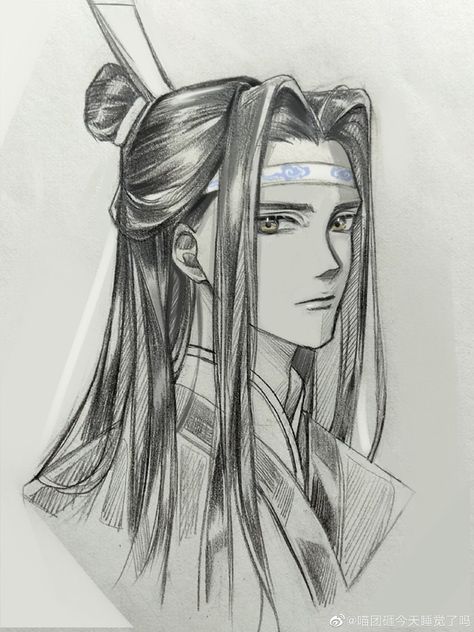 The Untamed Drawing Pencil, Lan Zhan Drawing, Mdzs Drawing, The Untamed Drawing, Untamed Drawing, Art And Craft Drawing, Animation Character Drawings, Anime Face Drawing, Manga Watercolor