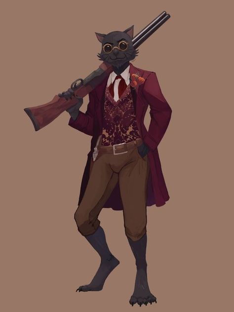 Tabaxi Artificer, Cowboy Character Design, Character Commission, Npc Ideas, Weird West, Dnd Character Ideas, Dnd Ideas, Fantasy Races, Cat Character