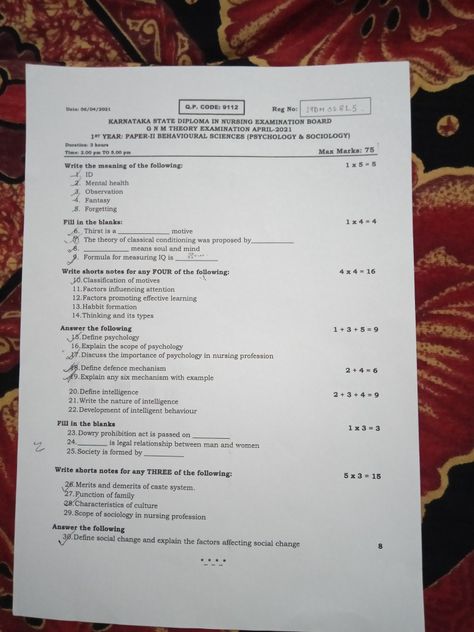 Gnm Nursing Question Paper 1st Year, Gnm Nursing Notes 1st Year, Gnm Nursing, Nursing School Studying Cheat Sheets, Nursing Diploma, Psychology Questions, Nursing Questions, Nurse Study, Sample Question Paper