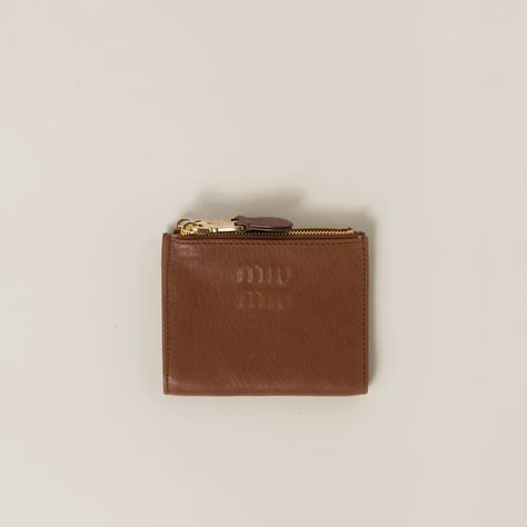 Small Leather Wallets for Women | MIU MIU Miu Miu Logo, Miu Miu Handbags, Small Leather Wallet, Miu Miu Bag, Jeweled Earrings, Girl Closet, Jewels Rings, Miu Miu Wallet, Card Holder Wallet