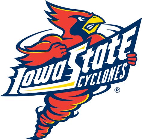 Iowa State Cyclones (1995-2007 logo) - Cy the cardinal mascot featured as part of a cyclone. Isu Cyclones, Baseball Camp, Ames Iowa, Iowa State University, Sports Team Logos, Old Logo, Iowa State Cyclones, College Logo, Arkansas Razorbacks