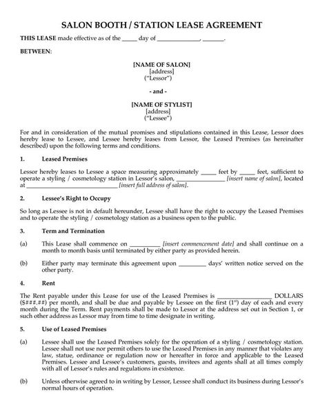 Salon Booth Rental Agreement, Booth Rental Agreement, Salon Booth Rental, Rental Contract, Paying Rent, Salon Owner, Rental Agreement Templates, Lease Agreement, Army Corps Of Engineers