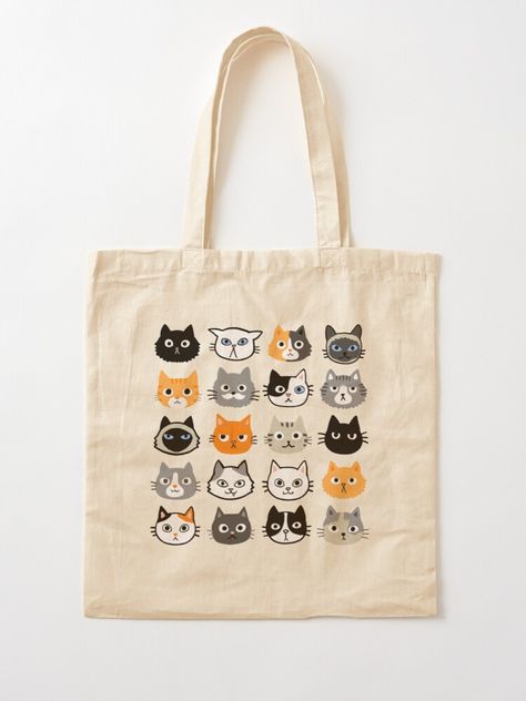 "Assorted Cat Faces | Cute Quirky Kitty Cat Drawings" Tote Bag for Sale by ShortCoffee | Redbubble Tote Bag Cat Design, Cool Tote Bag Design, Diy Tote Bag Design, Cat Calico, Handpainted Tote Bags, Cat Tote Bag, Tabby Cats, Diy Tote, Cat Faces