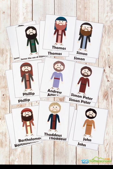 The Twelve Disciples Of Jesus, Disciples Craft, Jesus Games, Jesus Disciples, Twelve Disciples, 12 Disciples, Jesus Printable, Jesus Crafts, Church Youth