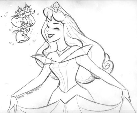 Princess Aurora Drawing! Aurora Sketch Sleeping Beauty, Sleeping Beauty Sketch, Sleeping Beauty Drawing, Aurora Sketch, Steve Thompson Disney, Disney Princess Sketches, Steven Thompson, Steve Thompson, Sleeping Beauty Art