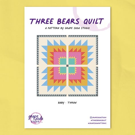 Throw Sizes, Bear Paw Quilt, Stars Quilt, The Three Bears, Baby Throw, Bear Quilts, Grape Soda, Three Bears, Baby Boy Quilts