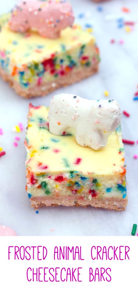 Animal Cracker Cheesecake, Animal Desserts, Strawberry Shortcake Cheesecake Bars, Creamy Lemon Bars, Frosted Animal Crackers, Funfetti Cheesecake, Oreo Cheesecake Bars, Cheesecake Bar, Circus Cookies