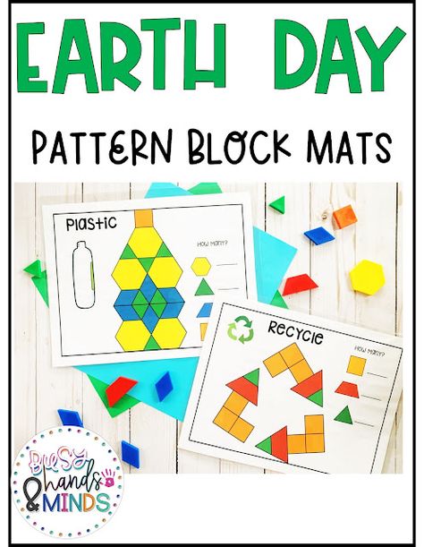 Earth Week Preschool, Earth Day Preschool, Earth Day Preschool Activities, Recycle Preschool, Recycling Activities For Kids, Pattern Block Mats, Earth Activities, Stem Building, Prek Crafts