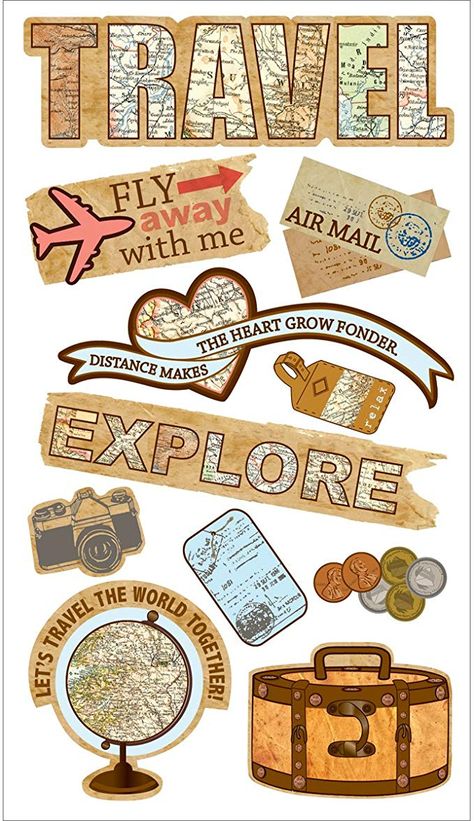 Travel Aesthetic Stickers Printable, Stickers For Travel Journal, Suitcase Stickers Printable, Travel Aesthetic Scrapbook, Photo Album Stickers Printable, Travel Stickers Aesthetic Vintage, Cute Designs For Scrapbook, Traveling Stickers Printable, Travelling Stickers Printable