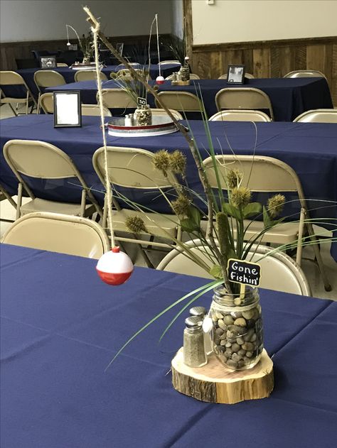 Fish Centerpiece, Fishing Baby Shower Theme, Fishing Theme Party, Fishing Themed Birthday Party, Baby Shower Fishing, Fishing Birthday Party, Fishing Wedding, Fishing Party, Fishing Birthday