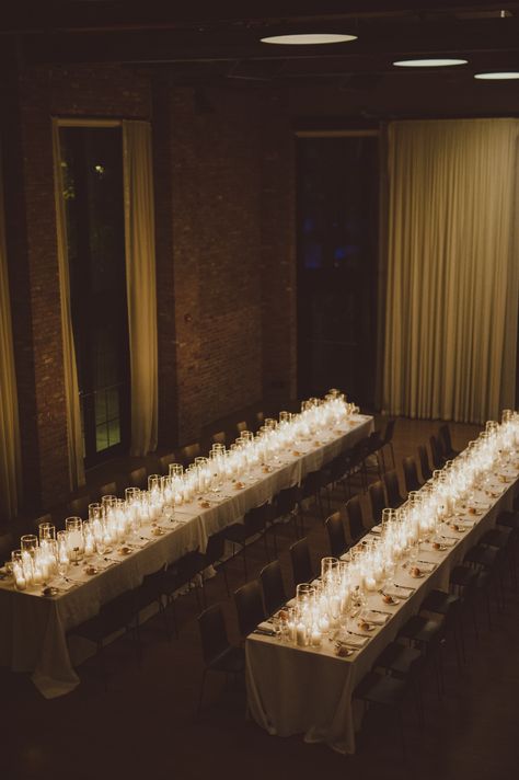 Long Tables With Candles, Candles At Wedding Ceremony, Long Reception Table Decor, Candle Lit Sweetheart Table, Candles Long Table Wedding, Candles Only Wedding, Wedding Tablescapes Candles, Candle Centerpieces Wedding Long Table, Fake Candles Wedding