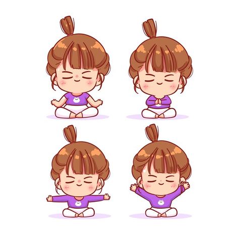 Girl Meditating, Cartoon Art Illustration, Hugging Drawing, Yoga Cartoon, Kids Hugging, Yoga Illustration, Vietnam Art, Girl Cartoon Characters, Comic Tutorial