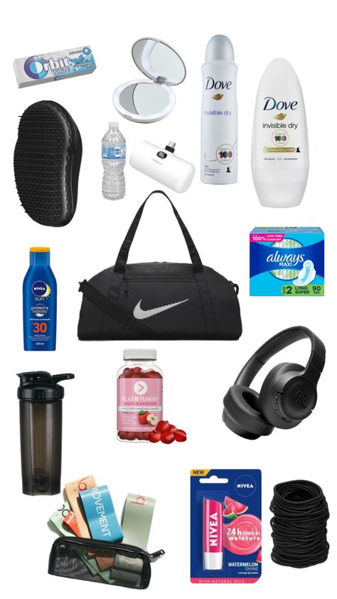 Gym Bag Essentials Women, Pilates Motivation, Marathon Prep, School Emergency Kit, Black And Purple Wallpaper, Everyday Bag Essentials, Gym Bag Essentials, Swimming Kit, School Bag Essentials