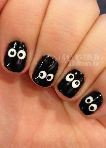 Diy Halloween Nail Art, Stars Nails, Halloween Nail Art Easy, Black And White Nail, Black Halloween Nails, Halloween Nails Diy, Halloween Nails Easy, Cute Halloween Nails, Halloween Tattoo