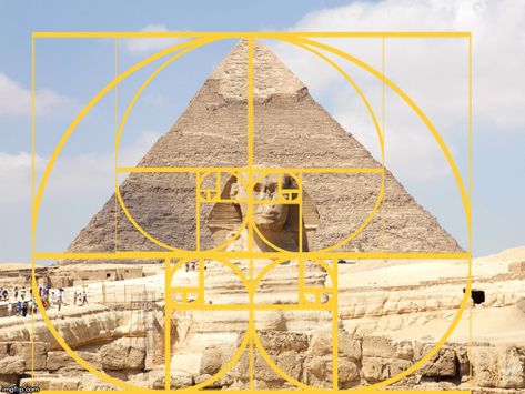 The pyramid of Khafre, the Great Sphinx and The Golden Ratio. Golden Ration, Golden Mean, Composition Techniques, Art Composition, The Golden Ratio, Fibonacci Spiral, Ancient Technology, Stone Architecture, Architecture Drawing Art