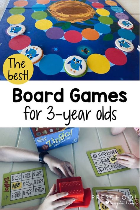 Board games for 3-year olds that are parent- and teacher-approved! Kids are sure to love these games that are exciting, simple, fun, and each teach a skill like turn-taking, cooperation, or a learning skill. Preschool Inspirations, Learning Games For Toddlers, Preschool Board Games, Learning Games For Preschoolers, Best Family Board Games, Best Board Games, Toddler Board, Fun Learning Games, Toddler Hacks