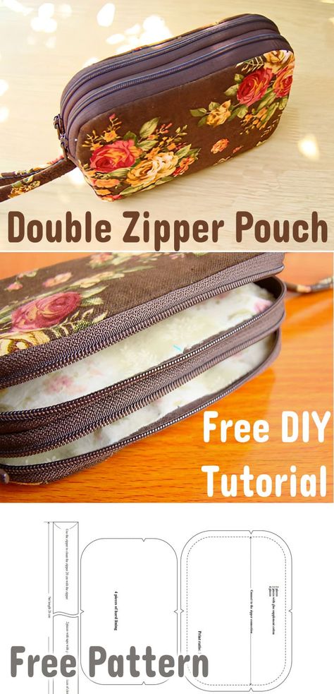 Double Zipper Pouch Tutorial & Pattern Zip Around Pouch Pattern, 2 Zipper Pouch Tutorial, Pad Pouch Pattern, Free Zippered Pouch Pattern, Diy Zippered Pouch, Diagonal Zipper Pouch Pattern, Easy Zipper Pouch Tutorial Free Pattern, Free Zipper Pouch Sewing Pattern, Free Pouch Sewing Pattern