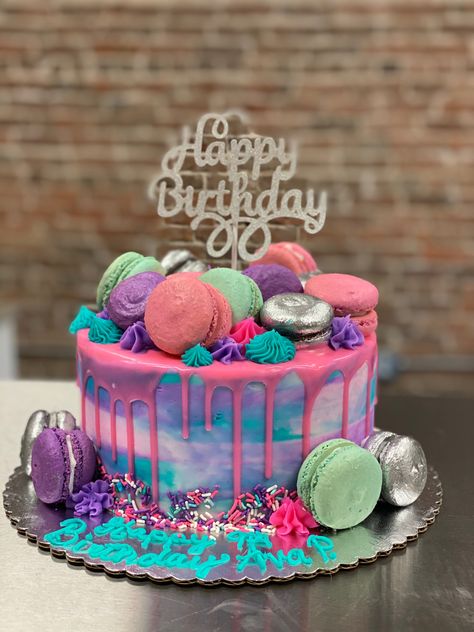 Multi Colour Cake, Girls 8th Birthday Cake, Girls 8th Birthday, Multi Color Cake, 8th Birthday Cake, Trolls Party, Communion Cakes, Candy Cake, 10th Birthday Parties