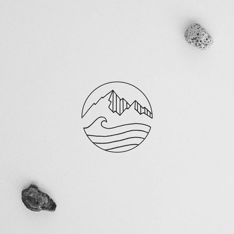 XOSEROI on Instagram: “Mountain or ocean, why not both?  #illustration #mountain #ocean #minimalism” Illustration Mountain, Mountain Ocean, Surf Tattoo, Cute Couple Tattoos, Usa Tattoo, Ear Tattoo Ideas, Ear Tattoos, Small Tats, Sea Tattoo