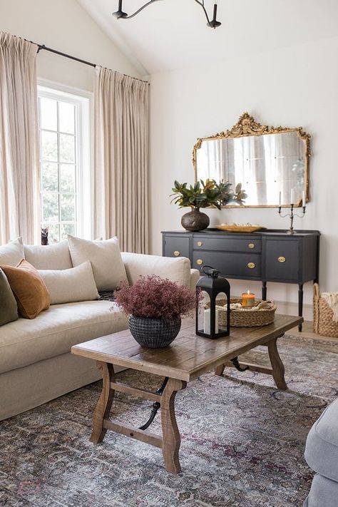 Fall Home Tour 2020 - Jenna Sue Design Interior Vintage, Mirror On The Wall, Decoration Inspiration, Diy Furniture Couch, Decor Minimalist, Living Room Inspo, A Living Room, Home Decor Tips, Living Room Inspiration