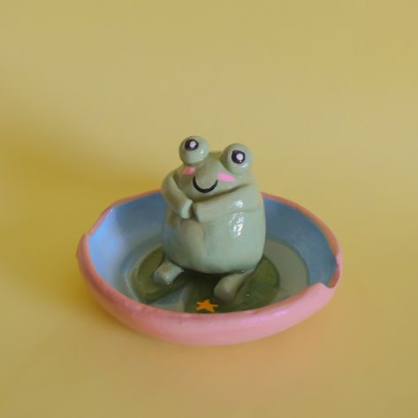 Frog Ashtray, Rubber Duck, Frogs, Clay Art, Handmade Ceramics, Small Business, Ceramics, Toys, Art