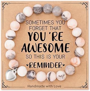 HGDEER "Sometimes You Forget You're Awesome Unique Gifts Natural Stone Bracelets for Women Teen Girls Teen Girl Jewelry, Thoughtful Gifts For Her, Amethyst Healing, Get Well Soon Gifts, How To Make Rope, Personalized Graduation Gifts, Quote Cards, Natural Stone Bracelets, You're Awesome