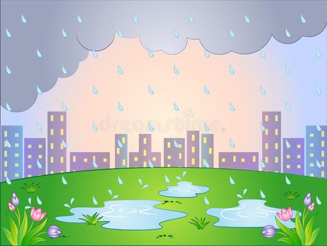 Vector Cartoon illustration of a Rainy Day royalty free illustration Cartoon Rainy Day, Rain Season Drawing, Raining Cartoon, Rainy Cartoon, Rainy Day Cartoon, Rainy Day Background, Rainy Day Clipart, Rain Cartoon, Background Zepeto