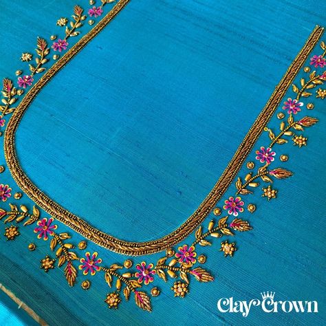 Stain Stitch, Hand Work Design, Flower Machine Embroidery Designs, Birds Embroidery Designs, Hand Beaded Embroidery, Simple Embroidery Designs, Diy Embroidery Designs, Bead Embroidery Tutorial, Simple Blouse Designs