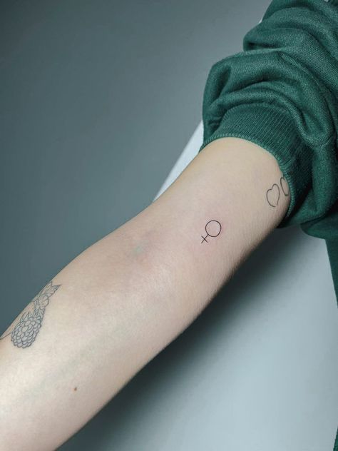 Feminism Symbol Tattoo, Female Tattoo Symbol, Female Sign Tattoo Symbols, Feminist Tattoos Minimalist, Venus Symbol Tattoo, Female Symbol Tattoo, Feminism Tattoo, Feminist Tattoos, Historical Tattoos