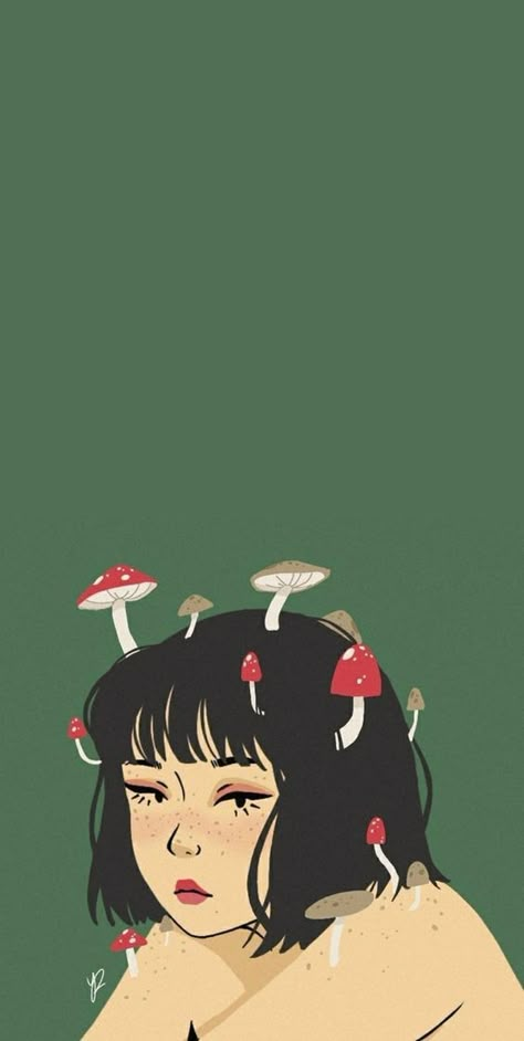 Mushroom Girl, Mushroom Wallpaper, Arte Peculiar, Flower Iphone Cases, Pop Art Wallpaper, Hippie Wallpaper, Cool Wallpapers Art, Dessin Adorable, Anime Wall Art