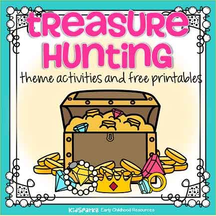 Treasure hunting theme activities and printables for Preschool, Pre-K and Kindergarten - KIDSPARKZ Treasure Hunt For Preschoolers, Treasure Hunt Preschool Activities, Preschool Treasure Hunt, Treasure Hunt Preschool, Pirate Theme Classroom, Pirate Preschool, Pirate Week, Pirate Unit, Treasure Games