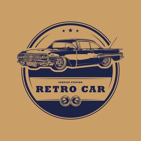 Retro and classic car garage emblem logo | Premium Vector #Freepik #vector #old-car #vintage-car #classic-car #vintage-garage Automobile Logo, Classic Car Garage, Vintage Garage, Car Vector, Car Vintage, Car Classic, Car Logo, Service Station, Old Car