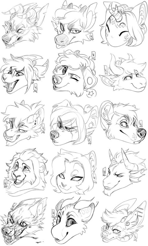 Anthro Face Reference, Anthro Drawing Tutorial, Fursona Ideas How To Draw, How To Draw Anthropomorphic Animals, Drawing Expressions, Art Tutorials Drawing, Character Design References, Digital Art Tutorial, Sketchbook Art Inspiration