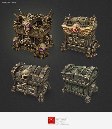 Low Poly Treasure Chest Set - 3DOcean Item for Sale Pirate Chest, Chest Ideas, Treasure Chests, Environment Props, Hand Painted Textures, 3d Props, Props Art, Game Props, Low Poly Models